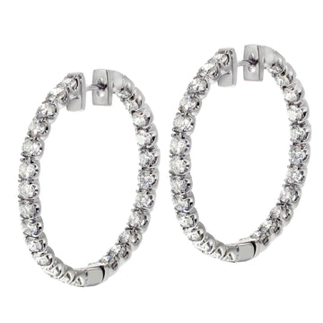 4.00 CT Inside/Outside U-Prong Set Diamond Hoops in 14k White Gold